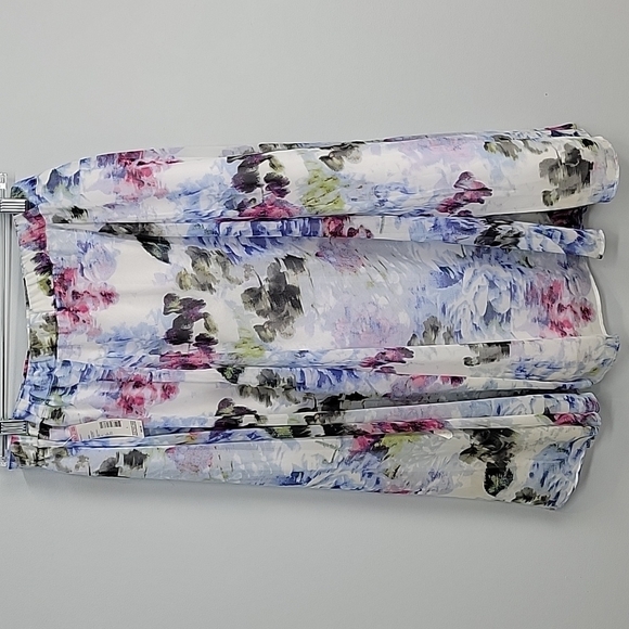 Covington Watercolor Floral Chiffon Spring Summer Midi Skirt - Picture 3 of 10